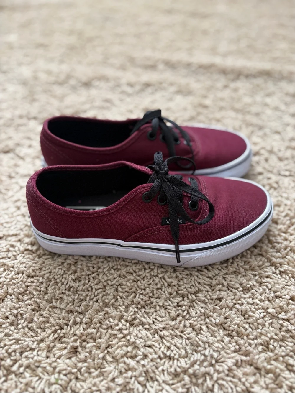 Vans Maroon Canvas Low-Top Sneakers with Black Laces